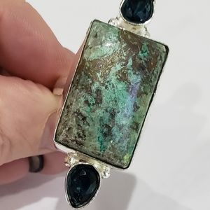 Larimar, Topaz gemstone, 925 silver ring